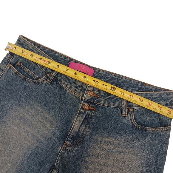 Thalia Sodi Jeans Womens Plus Sz 13 Blue Embroidered Sequins Flare Fringed Boho - Picture 12 of 16